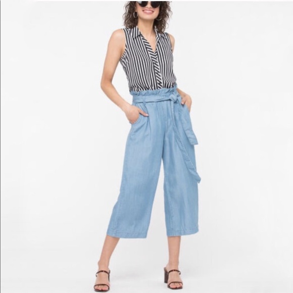 🆕Sz 10,12,14 Paperbag Cropped Wide Leg Pant - Picture 2 of 8